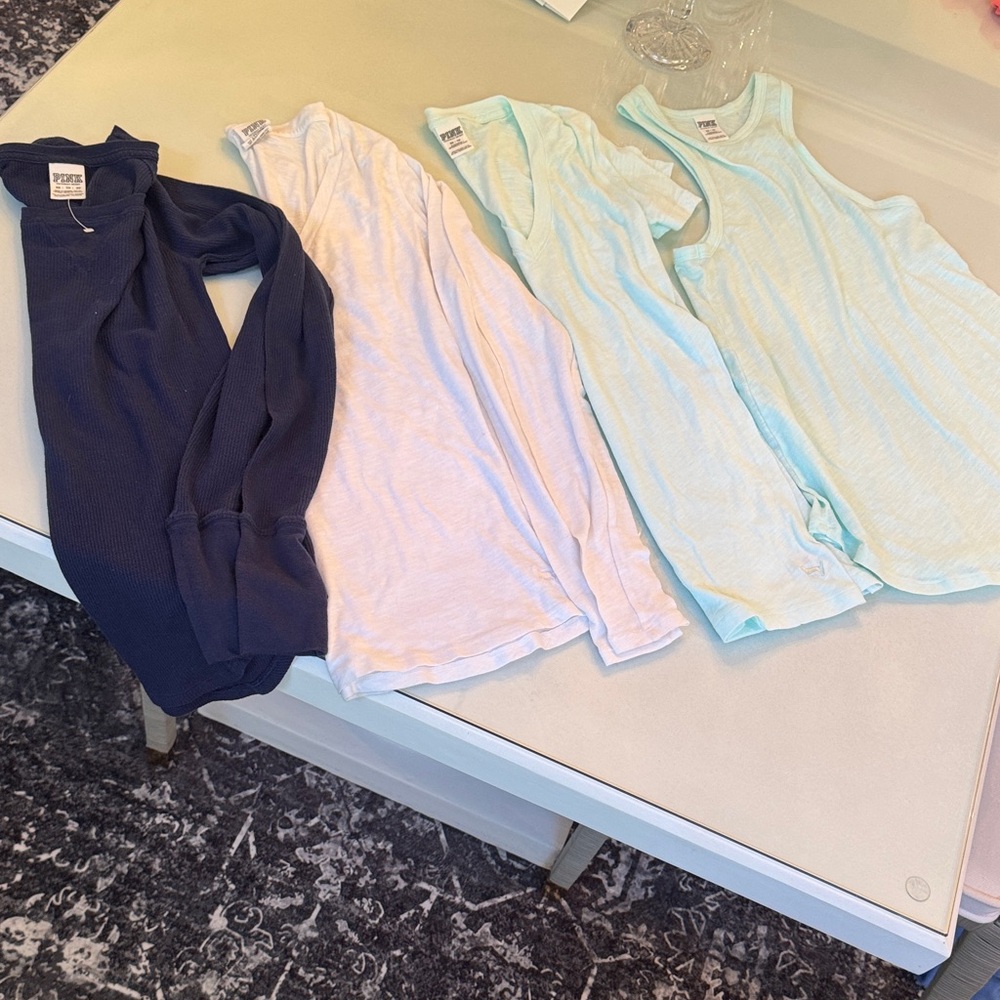 Victoria’s Secret Pink shirt bundle Tank Top & Long Sleeve t-shirt pink dog
